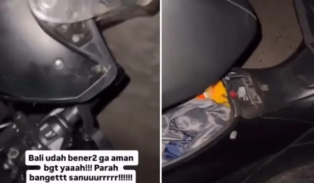 Viral ! Cuma Buat Ambil Helm, Jok Motor di Sanur Sampai Dijebol Maling