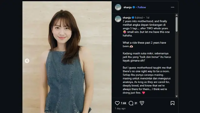 2 Tahun Jadi Ibu, Shanju Akhirnya Rayakan "Kemenangan Kecil" Angka Timbangan yang Kembali Normal